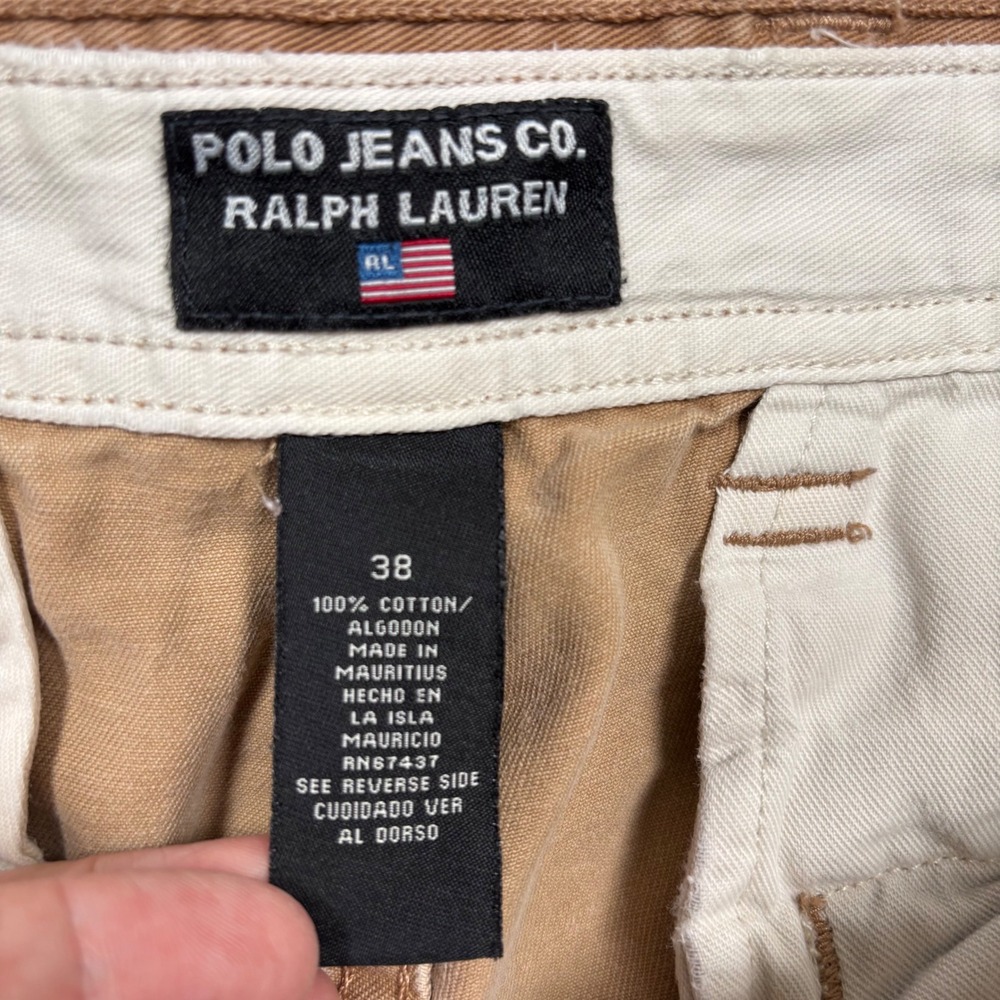 VTG 90s Ralph Lauren Polo Jeans Co Cargo Short Men 38 Tan Military Paratrooper - Picture 13 of 16